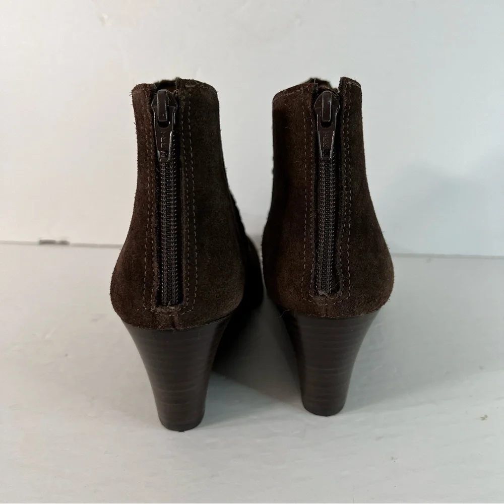 Jack Rogers Suede Wedge Back Zip Booties Ankle Boots Size 9M